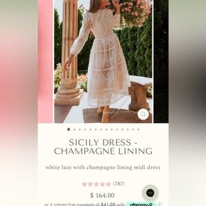 Ivy City Sicily Dress with champagne lining, size L